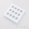 12PCS OF CZ SPIDER 316L SURGICAL STEEL L-SHAPE NOSE RING BOX